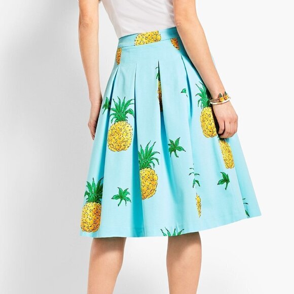 Talbots Pineapple Print Pleated Full Skirt 6P - Picture 2 of 9